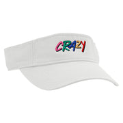 Crazy Embroidered Pro Style Cotton Twill Washed Visor - White OSFM