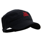 Stay Groovy Embroidered Garment Washed Adjustable Army Cap - Black OSFM