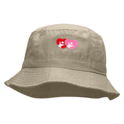 Couple Heart Embroidered Bucket Hat - Natural OSFM