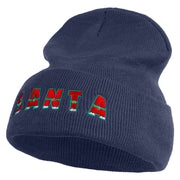 Most Likely to Wait All Night for Santa Embroidered 12 inch Acrylic Cuffed Long Beanie - Navy OSFM