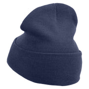 Most Likely to Wait All Night for Santa Embroidered 12 inch Acrylic Cuffed Long Beanie - Navy OSFM