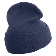 Most Likely to Wait All Night for Santa Embroidered 12 inch Acrylic Cuffed Long Beanie - Navy OSFM