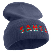 Most Likely to Wait All Night for Santa Embroidered 12 inch Acrylic Cuffed Long Beanie - Navy OSFM