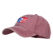 Wave Heart USA Flag Embroidered Washed Cap