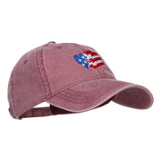 Wave Heart USA Flag Embroidered Washed Cap