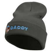 Holding Hand Daddy Embroidered 12 Inch Long Knitted Beanie - Dk-Grey OSFM