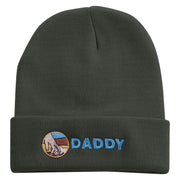 Holding Hand Daddy Embroidered 12 Inch Long Knitted Beanie - Dk-Grey OSFM