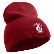 Lucky Thirteen Embroidered 8 inch Acrylic Short beanie - Red OSFM