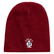 Lucky Thirteen Embroidered 8 inch Acrylic Short beanie - Red OSFM