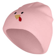 Turkey Face Embroidered 8 inch Acrylic Short Blank Beanie - Pink OSFM