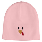 Turkey Face Embroidered 8 inch Acrylic Short Blank Beanie - Pink OSFM