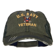 US Navy Veteran Military Embroidered Low Cotton Mesh Cap