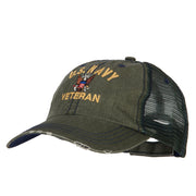 US Navy Veteran Military Embroidered Low Cotton Mesh Cap