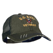 US Navy Veteran Military Embroidered Low Cotton Mesh Cap