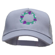 Purple Wreath Five Panels Pro Style Trucker Mesh Cap - Grey OSFM