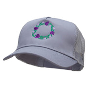 Purple Wreath Five Panels Pro Style Trucker Mesh Cap - Grey OSFM