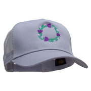 Purple Wreath Five Panels Pro Style Trucker Mesh Cap - Grey OSFM