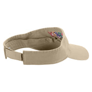 Crazy Embroidered Pro Style Cotton Twill Washed Visor - Khaki OSFM