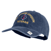 1st Marine Division Veteran Embroidered Washed Solid Pigment Dyed Cotton Twill Brass Buckle Cap - Navy OSFM