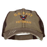 US Navy Veteran Military Embroidered Low Cotton Mesh Cap