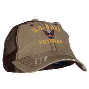 US Navy Veteran Military Embroidered Low Cotton Mesh Cap