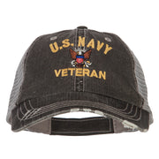 US Navy Veteran Military Embroidered Low Cotton Mesh Cap