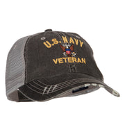 US Navy Veteran Military Embroidered Low Cotton Mesh Cap