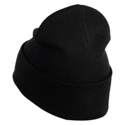 Mirrored Teardrop iron on Patched 12 Inch Long Knitted Beanie - Black OSFM