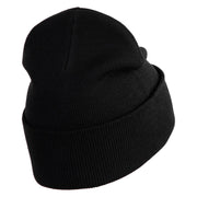 Mirrored Teardrop iron on Patched 12 Inch Long Knitted Beanie - Black OSFM