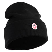 Mirrored Teardrop iron on Patched 12 Inch Long Knitted Beanie - Black OSFM