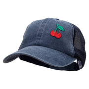 Double Cherries Fruit Patched Washed Trucker Cap