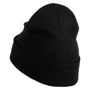 Twins Panda Bear Embroidered Patched 12 Inch Long Knitted Beanie - Black OSFM