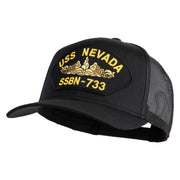 USS Nevada Submarine SSBN-733 Patched Solid Cotton Twill Mesh Prostyle Cap - Black OSFM