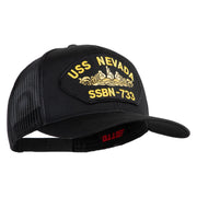 USS Nevada Submarine SSBN-733 Patched Solid Cotton Twill Mesh Prostyle Cap - Black OSFM