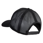 Silver USA Flag Retired Blue Line Patched Solid Cotton Twill 5 Panel Mesh Back Cap - Black OSFM