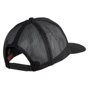 Silver USA Flag Retired Blue Line Patched Solid Cotton Twill 5 Panel Mesh Back Cap - Black OSFM