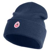 Mirrored Teardrop iron on Patched 12 Inch Long Knitted Beanie - Navy OSFM