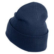 Mirrored Teardrop iron on Patched 12 Inch Long Knitted Beanie - Navy OSFM