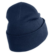 Mirrored Teardrop iron on Patched 12 Inch Long Knitted Beanie - Navy OSFM