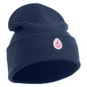 Mirrored Teardrop iron on Patched 12 Inch Long Knitted Beanie - Navy OSFM