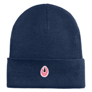 Mirrored Teardrop iron on Patched 12 Inch Long Knitted Beanie - Navy OSFM