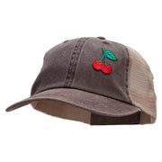 Double Cherries Fruit Patched Washed Trucker Cap