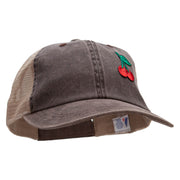 Double Cherries Fruit Patched Washed Trucker Cap