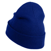 Twins Panda Bear Embroidered Patched 12 Inch Long Knitted Beanie - Royal OSFM