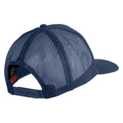 Silver USA Flag Retired Blue Line Patched Solid Cotton Twill 5 Panel Mesh Back Cap - Navy OSFM