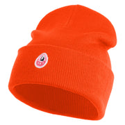 Mirrored Teardrop iron on Patched 12 Inch Long Knitted Beanie - Orange OSFM