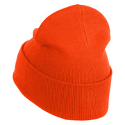 Mirrored Teardrop iron on Patched 12 Inch Long Knitted Beanie - Orange OSFM