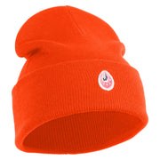 Mirrored Teardrop iron on Patched 12 Inch Long Knitted Beanie - Orange OSFM
