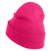 Twins Panda Bear Embroidered Patched 12 Inch Long Knitted Beanie - Magenta OSFM