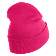 Twins Panda Bear Embroidered Patched 12 Inch Long Knitted Beanie - Magenta OSFM